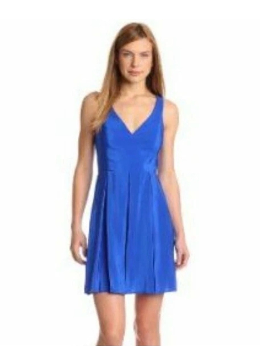 ❤️ NEW Amanda Uprichard Silk Sleeveless V-Neck Royal Blue Mini Dress